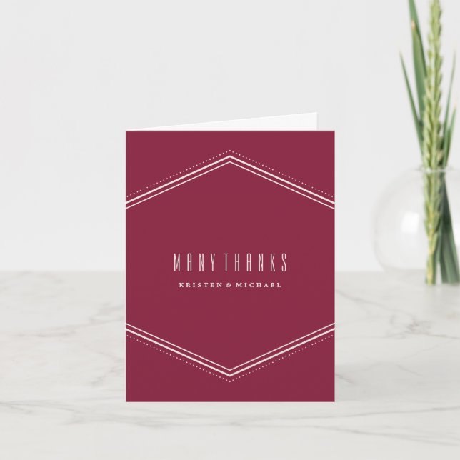 Klassisk sexkantig tackkort - vinröd (Framsida)