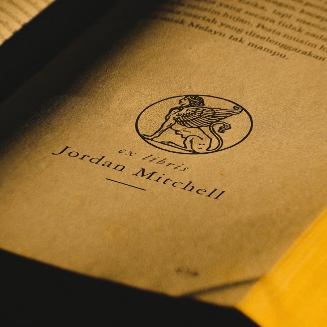 Klassisk Sfinx Bokmärke Namn Ex Libris Bok Stämpel (Stamp Mock-up)