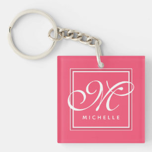 Klassisk Shock rosa och vitt skript Monogram