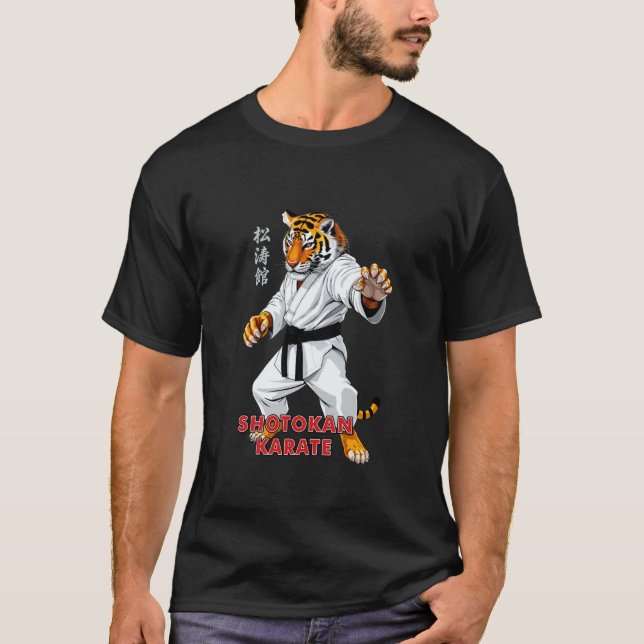 Klassisk Shotokan Karate Tiger T Shirt (Framsida)