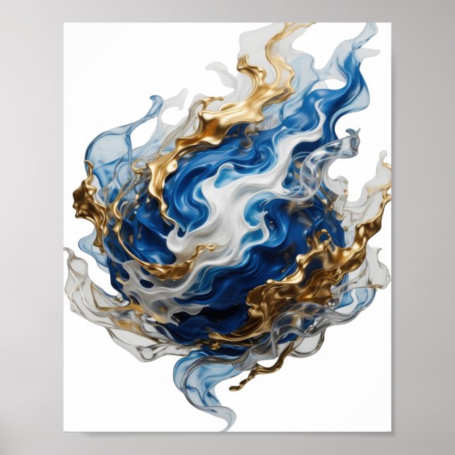 Klassisk Silver ABSTRAKT KONST Design Poster (Framsidan)