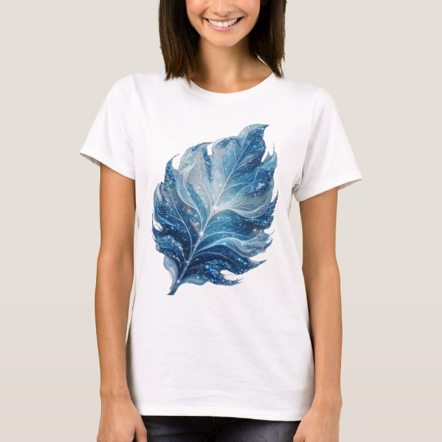 Klassisk Silver BLÅ STJÄRNA BLAD Modern Design T Shirt (Framsida)