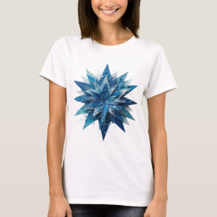 Klassisk Silver BLUE STAR Konstnärligt Motiv T Shirt