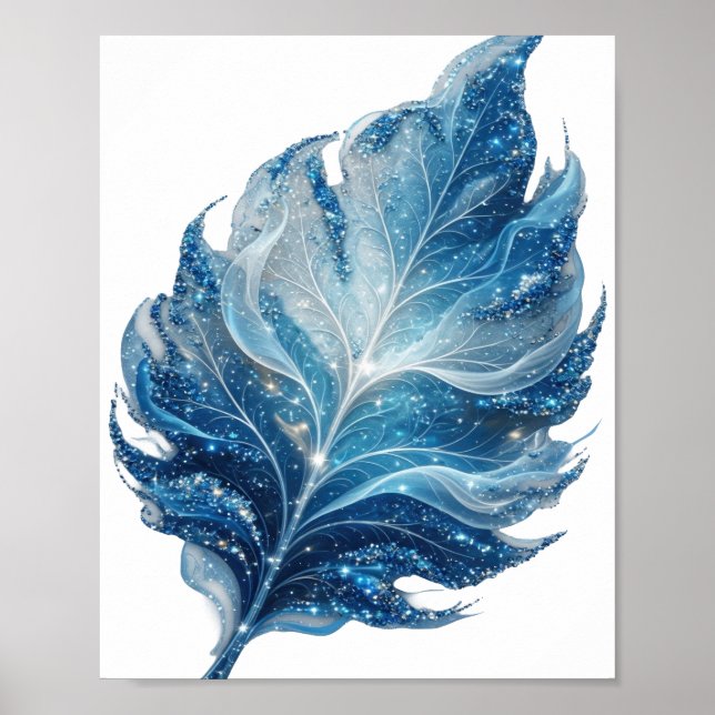Klassisk Silver BLUE STAR LEAF Modern Design Poster (Framsidan)