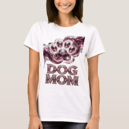 Klassisk Silver DOG MOM Fet Design T Shirt