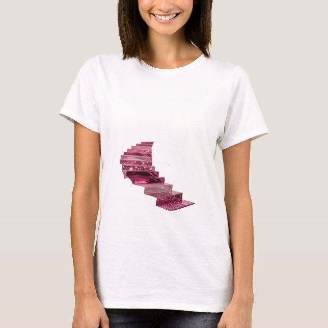 Klassisk Silver GLITTERING STAIRCASE Slogan T-shir T Shirt (Framsida)