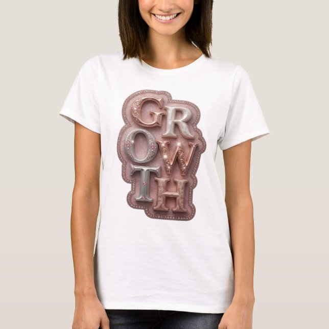 Klassisk Silver GROWTH Grafisk Design T Shirt (Framsida)