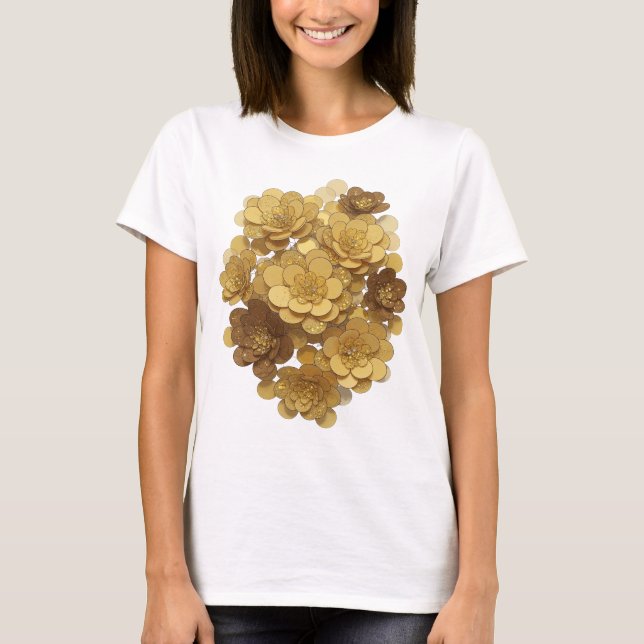 Klassisk Silver GULLA BLOMMOR Textdesign T Shirt (Framsida)