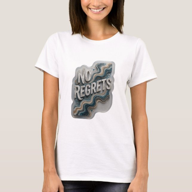 Klassisk Silver INGEN ÅNGER 3D Text Konst T Shirt (Framsida)
