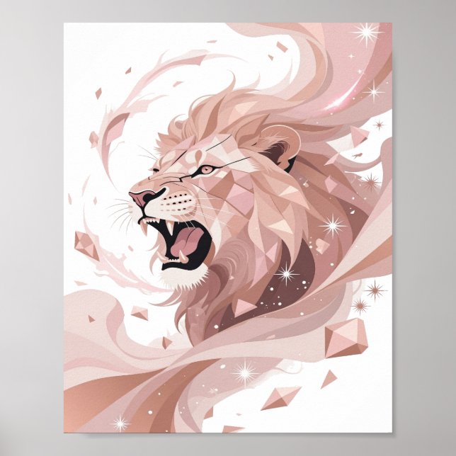 Klassisk Silver LION KING Djärv Design Poster (Framsidan)