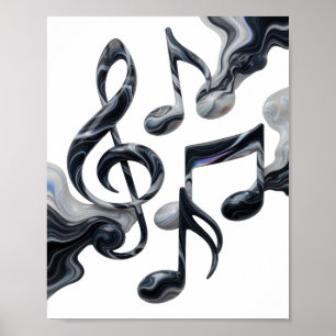 Klassisk Silver MUSIK I RÖRELSE Anpassad design Poster