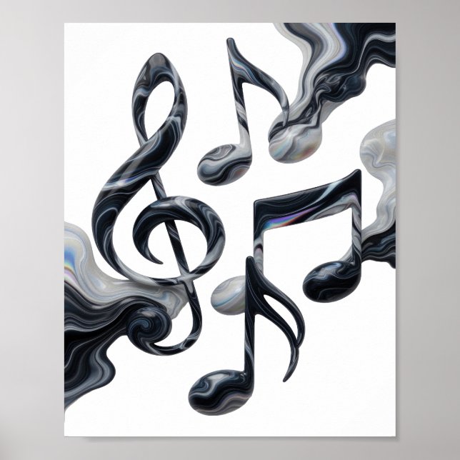 Klassisk Silver MUSIK I RÖRELSE Anpassad design Poster (Framsidan)