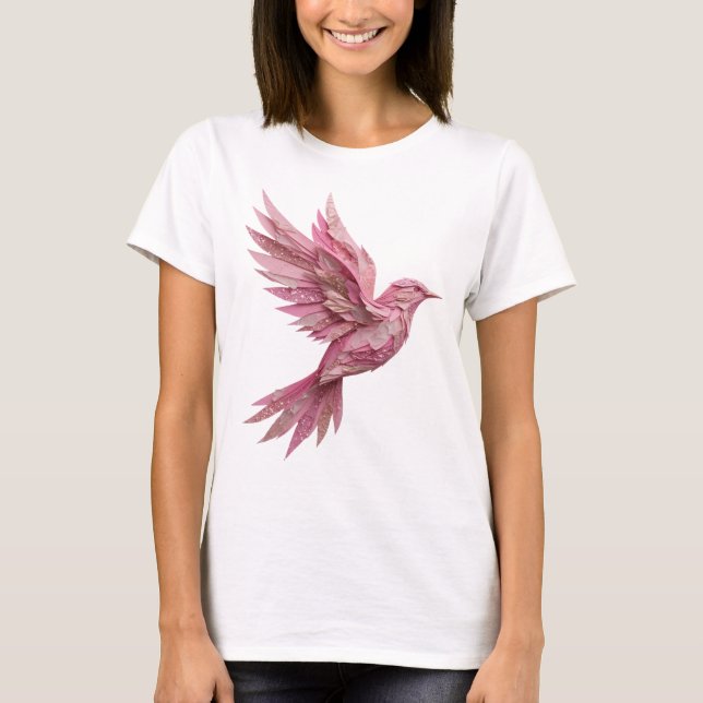 Klassisk Silver RÖD FÅGEL Textdesign T Shirt (Framsida)