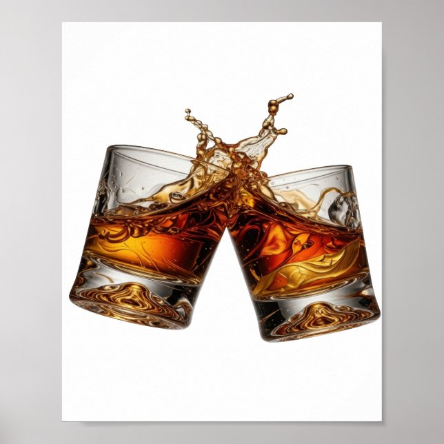 Klassisk Silver WHISKY SPLASH Design Poster (Framsidan)