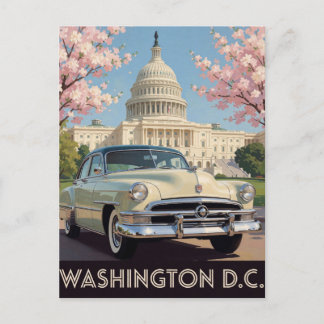 🏛️ Klassisk Silverbil Capitol Resa Washington Vykort