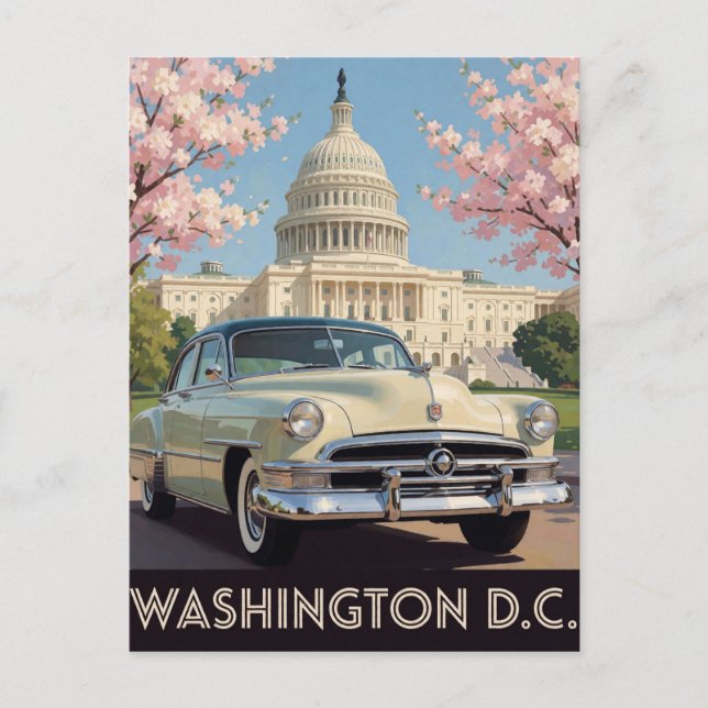 🏛️ Klassisk Silverbil Capitol Resa Washington Vykort (Framsida)