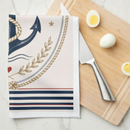 Klassisk sjömanstema kökshandduk i Sailorcore-stil