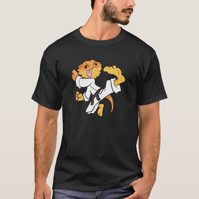 Klassisk Skäggig Drak Karate Samuraj Ödla Skägg T Shirt (Framsida)