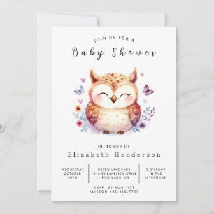 Klassisk Skogen Uggla Baby Shower Inbjudningar