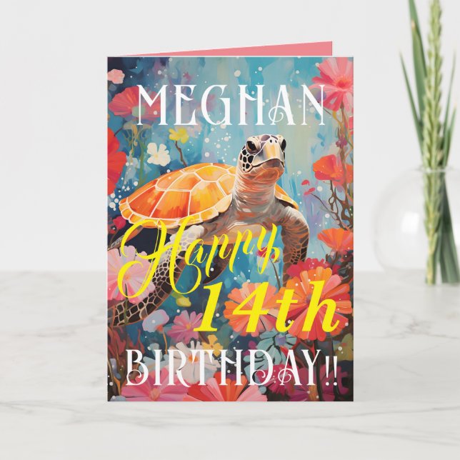Klassisk sköldpadda och Oceanen Grattis på födelse Kort (Framsida)