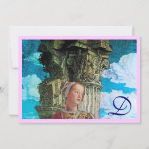 KLASSISK SKÖNHET MONOGRAM ljust antikt blått rosa Inbjudningar