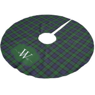Klassisk skotsk Black Watch-rutig monogram Julgransmatta Borstad Polyester