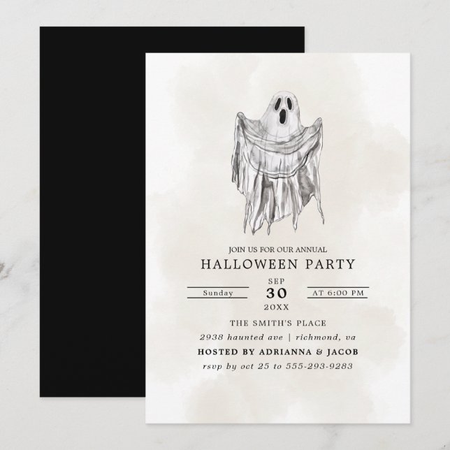 Klassisk Skräckskog Spök Halloween Inbjudningar (Fram/baksida)