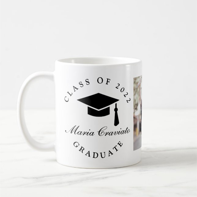 Klassisk skrift examensfest med bild kaffemugg (Vänster)