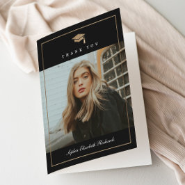 Klassisk Skript Guld Foto Examen Tack Kort