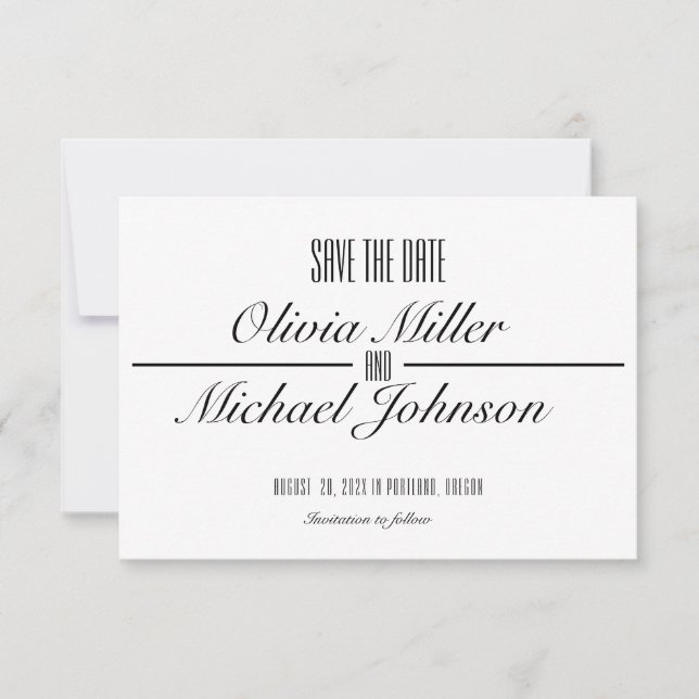 Klassisk Skript Typ Platt Spara Datum Kort (Framsida)