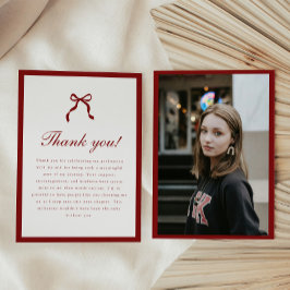 Klassisk skript vinröd flirtig examensfoto tack kort