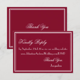 Klassisk skriptElegant Burgundy-Bröllop OSA Tilläggskort