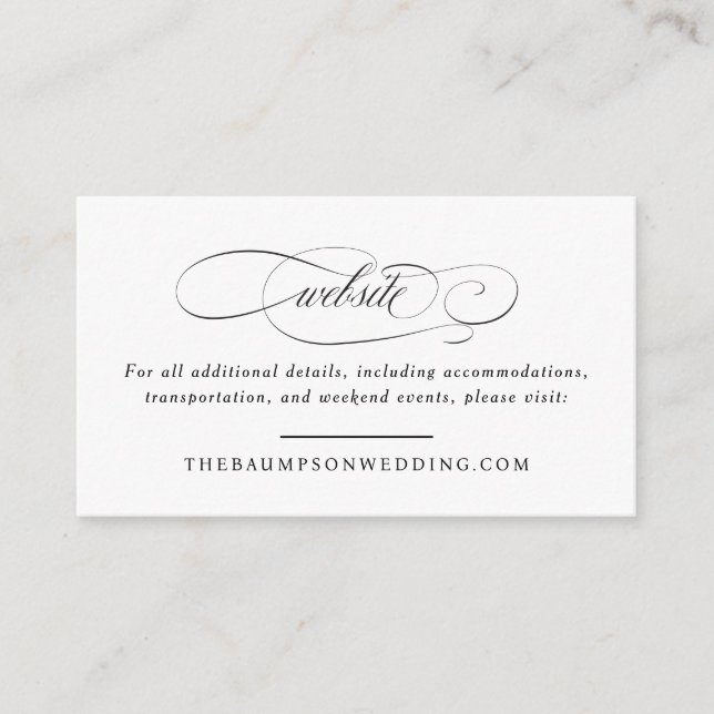 Klassisk skriptstatus Bröllop liten webbplats Tilläggskort (Framsida)