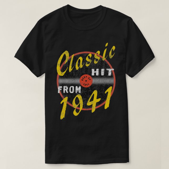 Klassisk Slå från 1941 Vinyl u2013 född 1941 vinyl T Shirt (Design framsida)