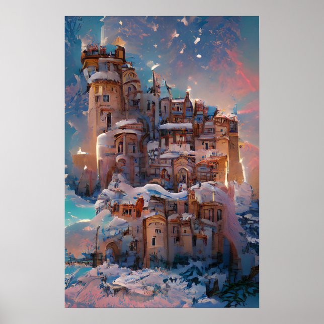 Klassisk slott, vintermedeltida slott, Fairy P Poster (Framsidan)