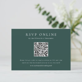 Klassisk smaragdgrön enkel QR-kod bröllop OSA Kort