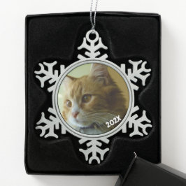 Klassisk snöflummerad fotopewter Träd Ornament