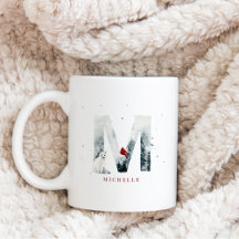 Klassisk snöig jul vintrigt motiv monogram M