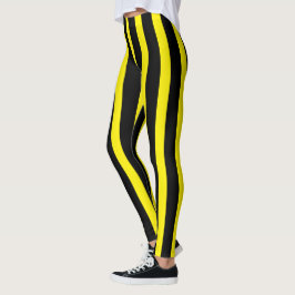 Klassisk Snyggt med svart och Bright Gult stripe Leggings