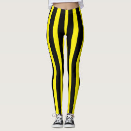 Klassisk Snyggt med svart och Bright Gult stripe Leggings