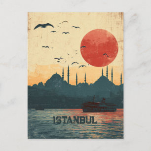 Klassisk solnedgångsutsikt Istanbul Turkiet Resa Vykort