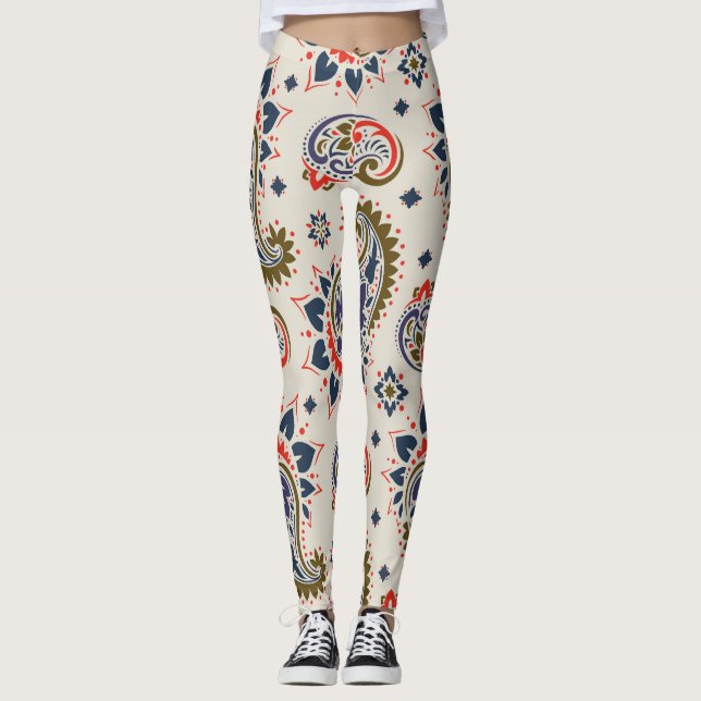 Klassisk, sömlös paisley mönster-design. leggings (Framsida)