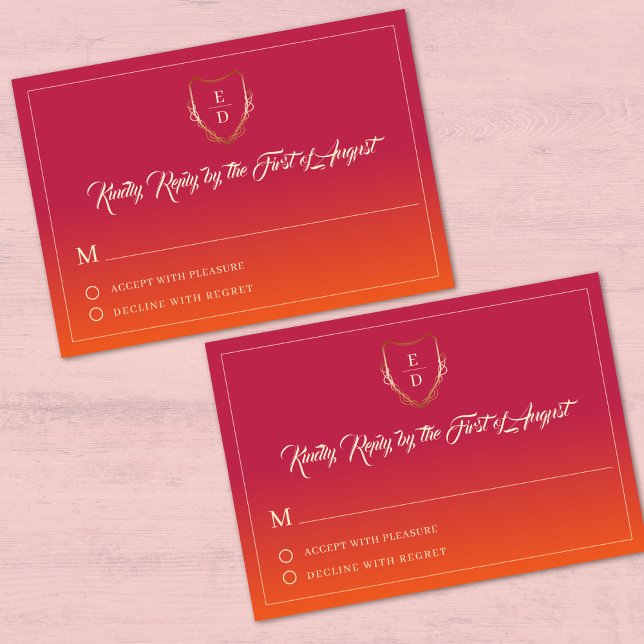 Klassisk sommartid Bröllop Burgundy Orange Elegant OSA Kort (Skapare uppladdad)