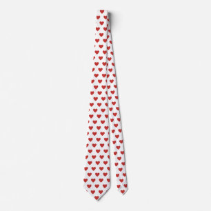 Klassisk Söt Chic Röda Hjärtan på Vitt Slips