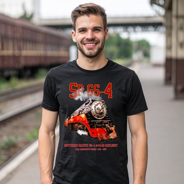 Klassisk Southern Pacific GS-4 ånglok T Shirt (Southern Pacific GS-4 Daylight Steam Locomotive. Mens Basic T-Shirt)