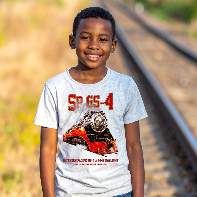 Klassisk Southern Pacific GS-4 ånglok T Shirt (Southern Pacific GS-4 Daylight Steam Locomotive. Boy Basic T-Shirt)