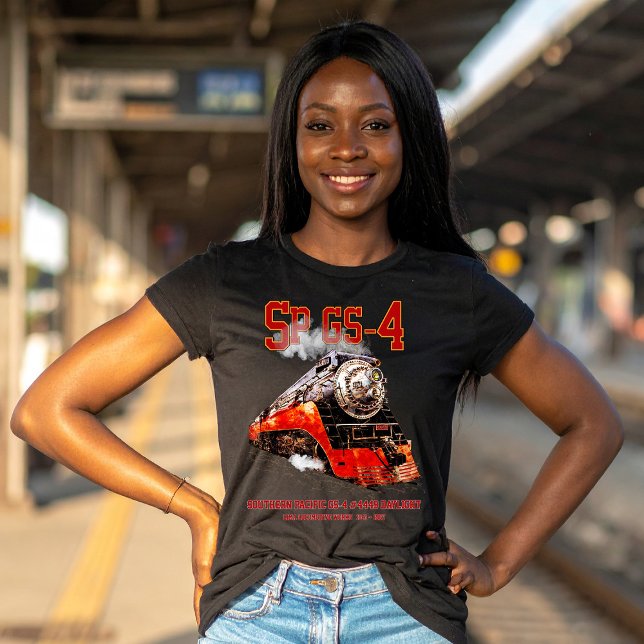 Klassisk Southern Pacific GS-4 ånglok T Shirt (Southern Pacific GS-4 Daylight Steam Locomotive. Womens Basic T-Shirt)
