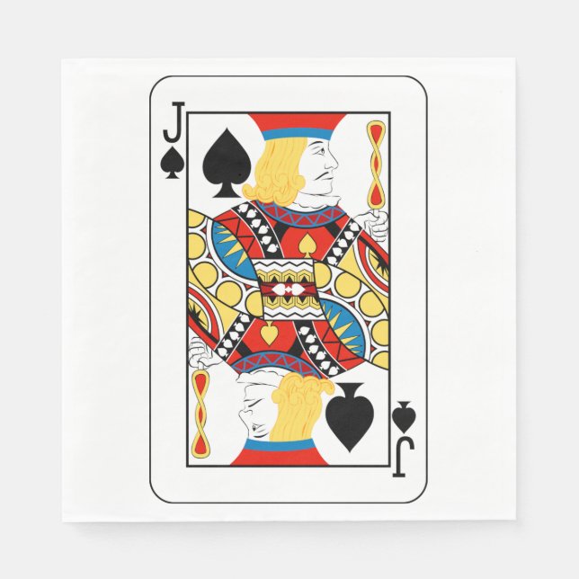 Klassisk Spader Knekt Poker Kort Pappersservett (Framsidan)