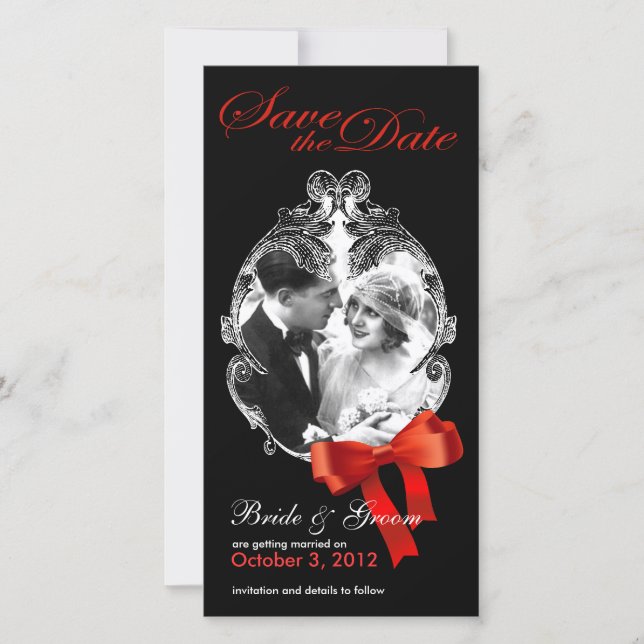 Klassisk Spara av rött kort dagen fotokort (Framsida)