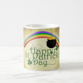 Klassisk St. Patricks Day Rainbow/Pot of Guld Mugg
